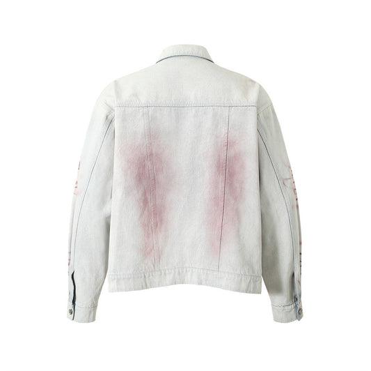 Men's Inkjet Tie-dyed Denim Jacket