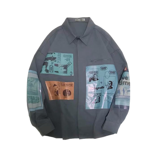 Men's Contrast Print Overshirt
