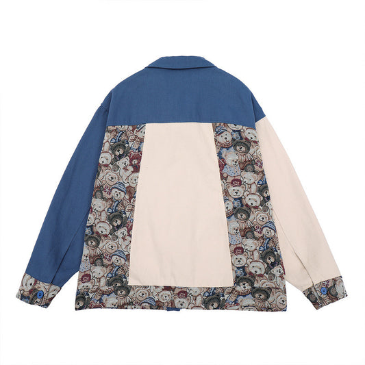 Men's Vintage Bear Patchwork Shirt