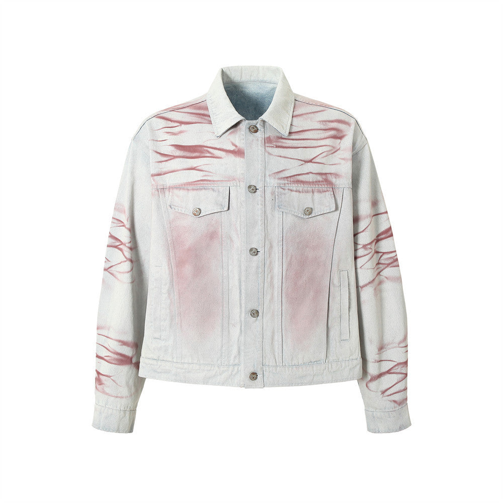 Men's Inkjet Tie-dyed Denim Jacket