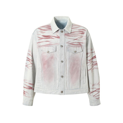 Men's Inkjet Tie-dyed Denim Jacket