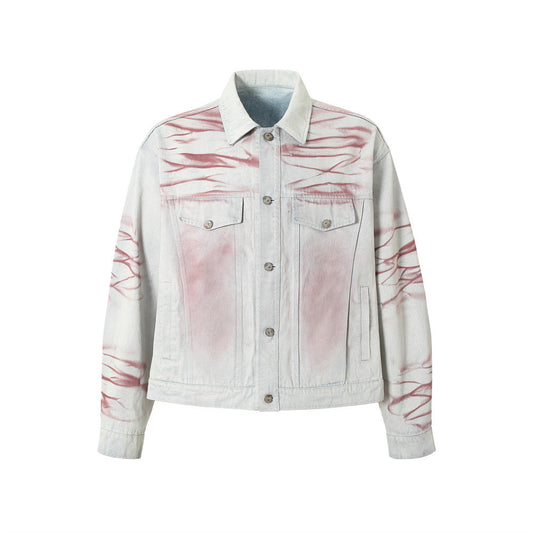 Men's Inkjet Tie-dyed Denim Jacket