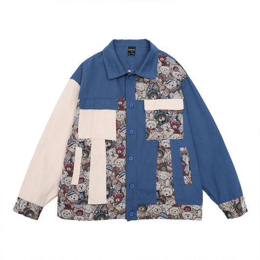 Men's Vintage Bear Patchwork Shirt