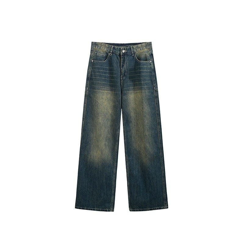 Men's Washed Cut Wide-Leg Jeans