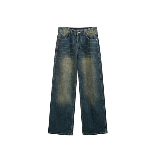 Men's Washed Cut Wide-Leg Jeans